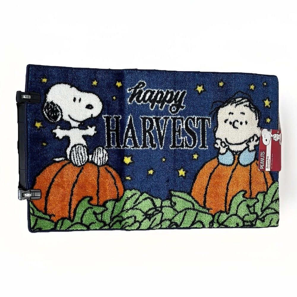 Peanuts Snoopy Halloween Accent Rug Door Mat 18”x30” Linus Great Pumpkin Harvest